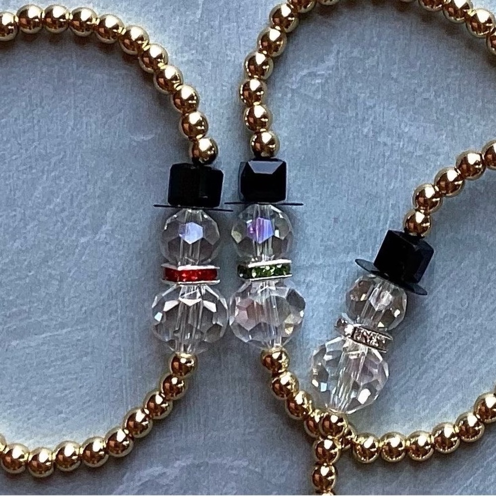 14kt Gold Plated Snowman Beaded Bracelet
